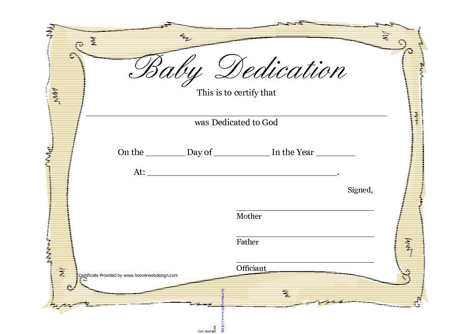 Baby Dedication Certificate