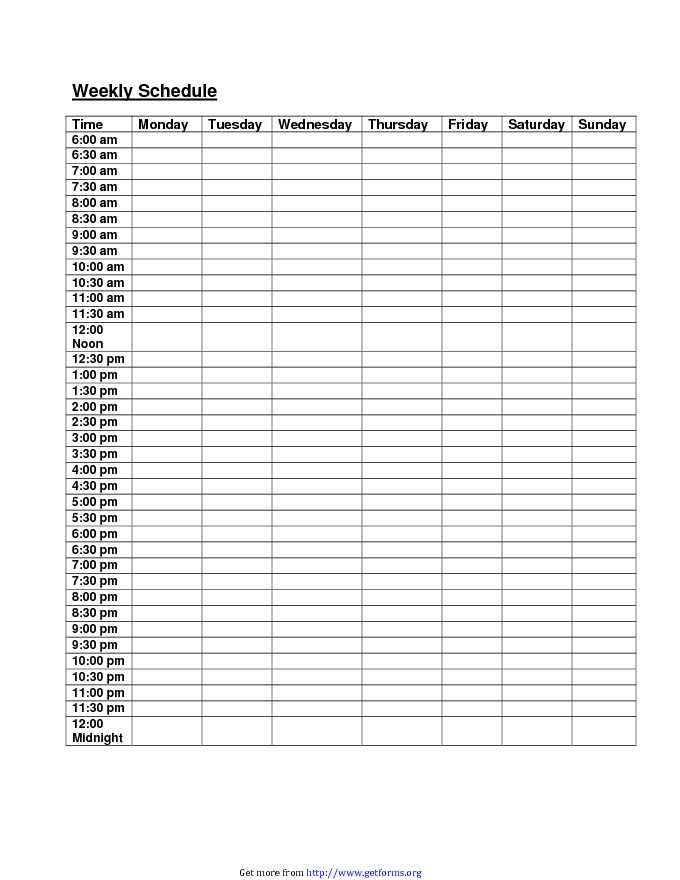 University Class Schedule Template