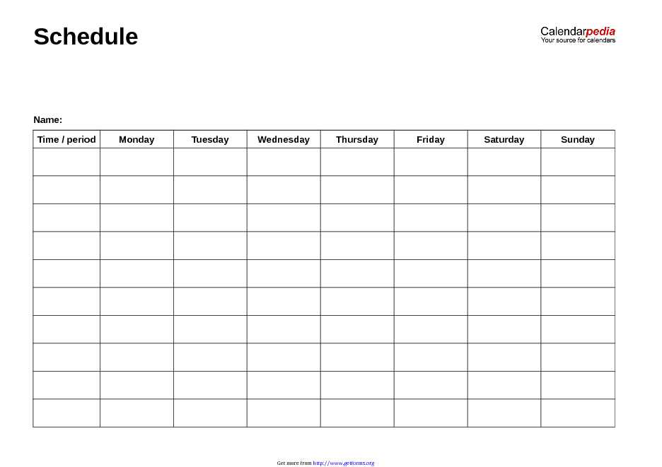 Weekly Schedule Template 1