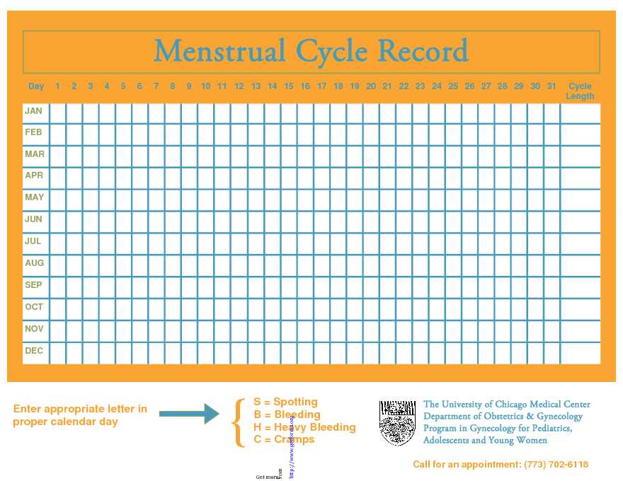 Menstrual Calendar 1