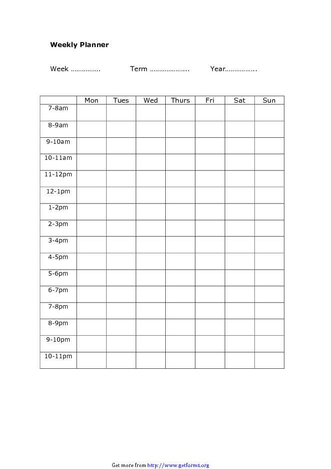 Free Printable Weekly Planner Template