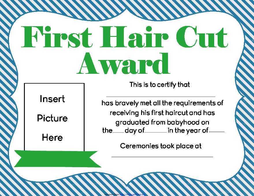 Boys First Hair cut Award Printable