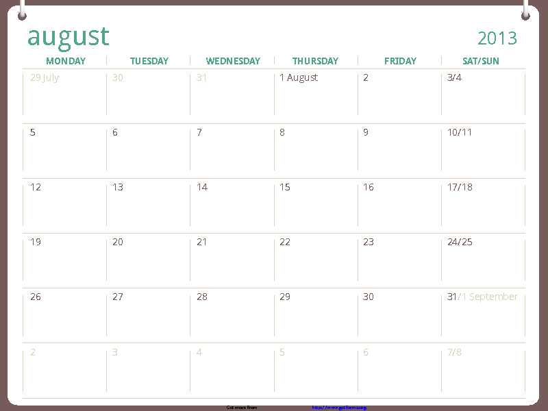 2013-2014 Academic Calendar (August)