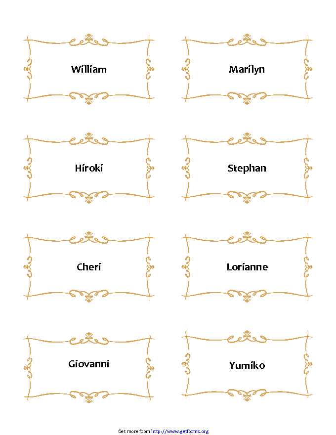 Place Card Template 1