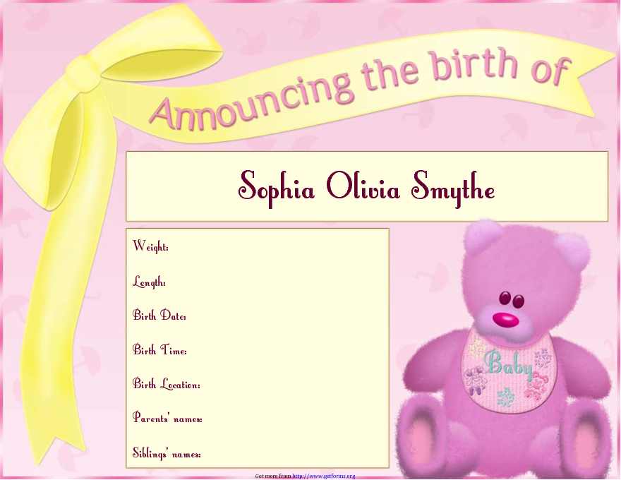 Birth Announcement Template 1