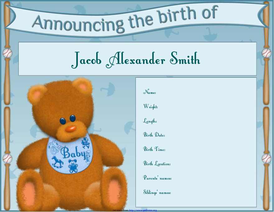 Birth Announcement Template 2