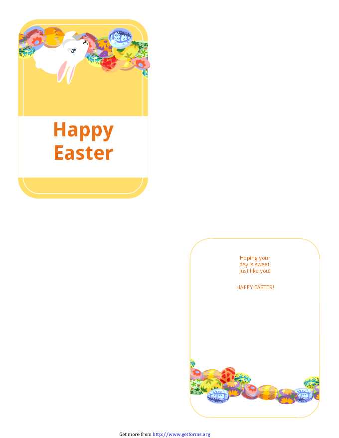 Easter Card Template With Bunny And Eggs