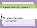 Certificate of Excellence for Student form