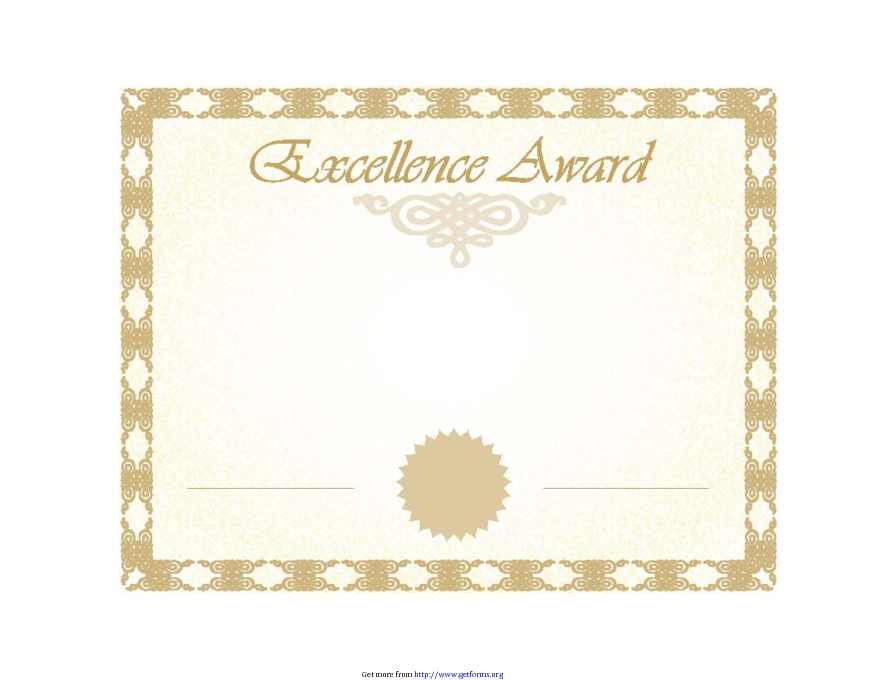 Excellence Award Certificate