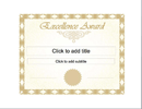 Excellence Award Certificate form