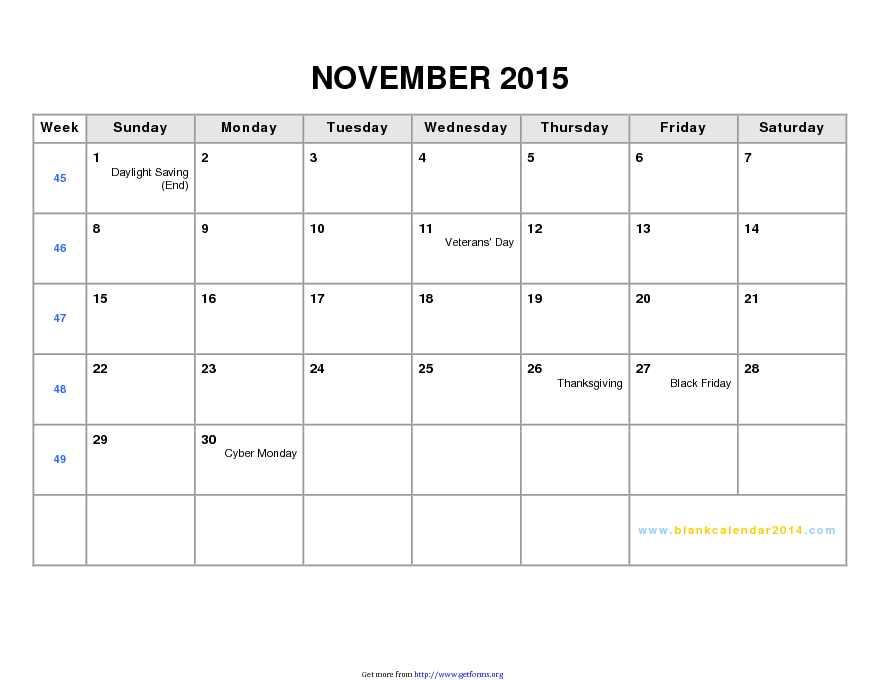 November 2015 Calendar 1