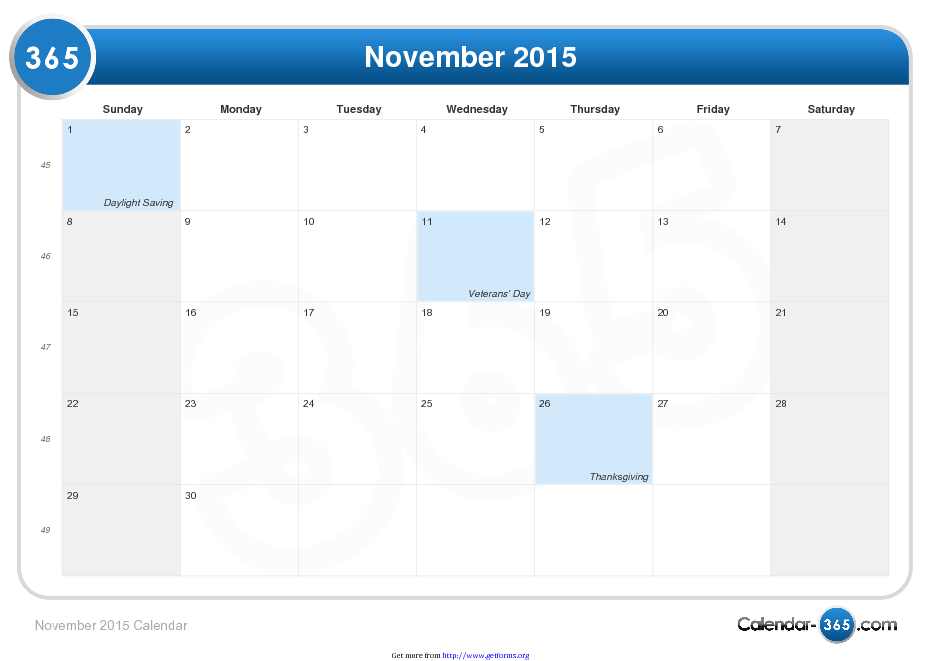 November 2015 Calendar 2