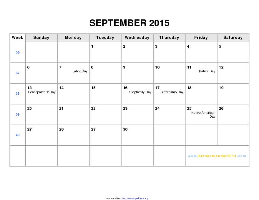 September 2015 Calendar 1