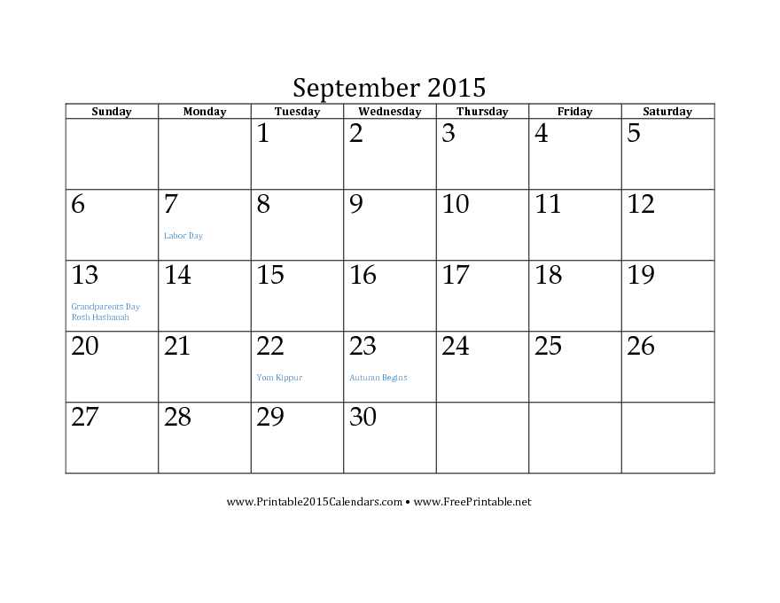 September 2015 Calendar 2