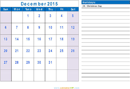 December 2015 Calendar 1 form