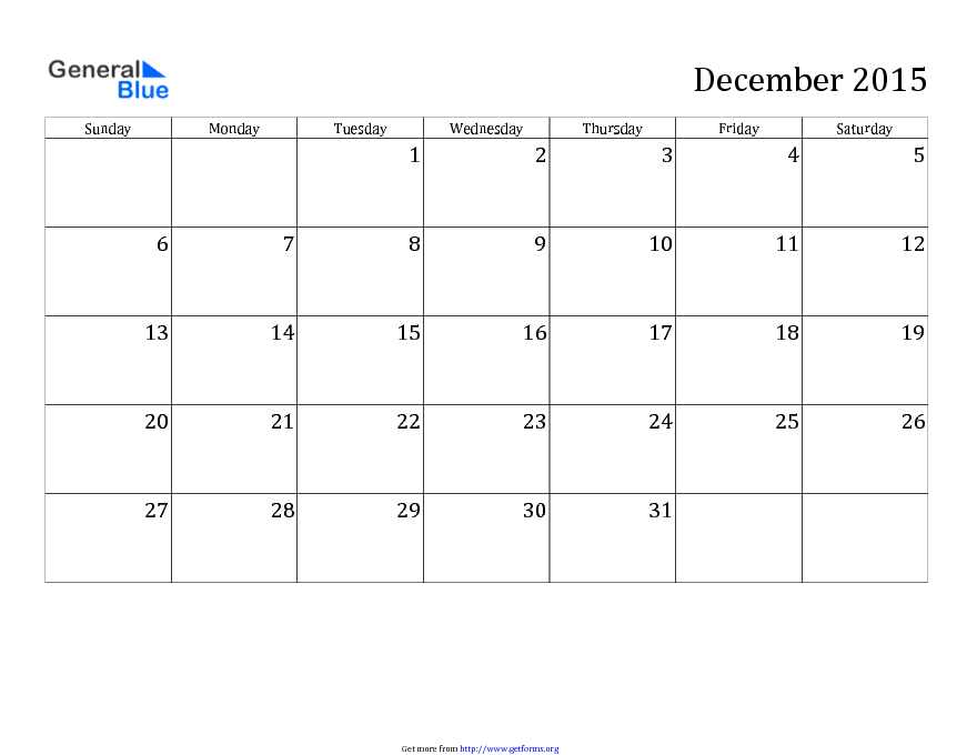 December 2015 Calendar 2