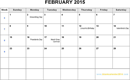 February 2015 Calendar 2 form