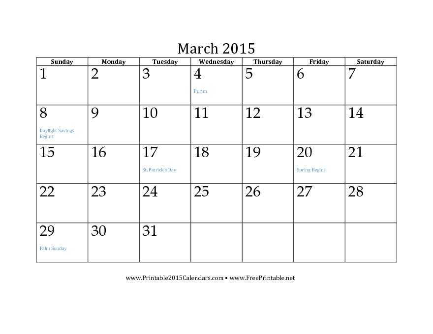 March 2015 Calendar 1