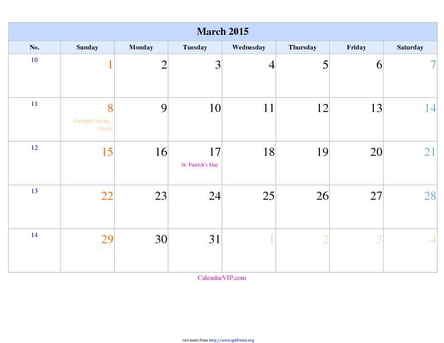 March 2015 Calendar 3