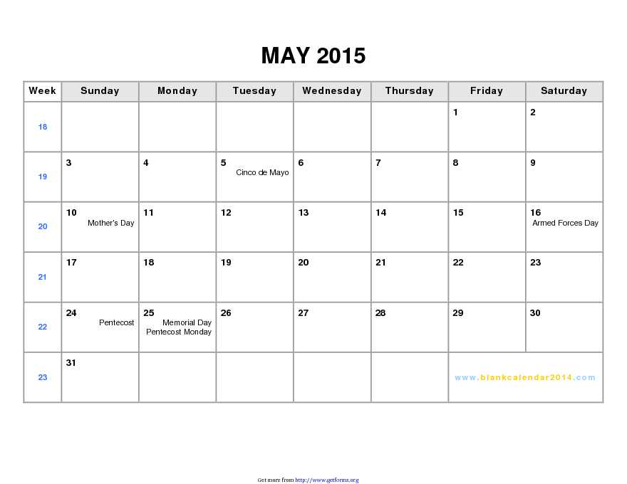 May 2015 Calendar 2
