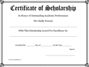 Certificate of Scholarship form