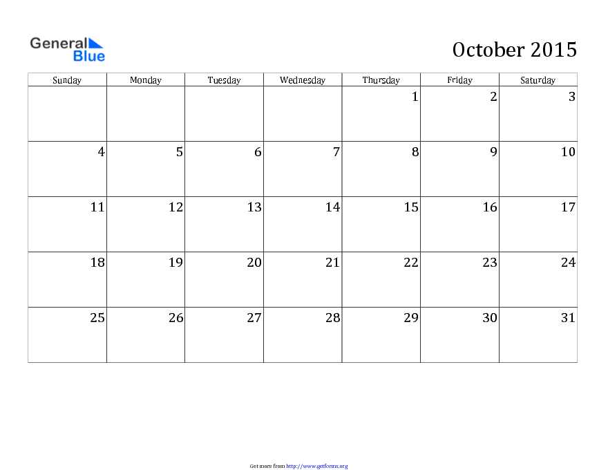 October 2015 Calendar 2