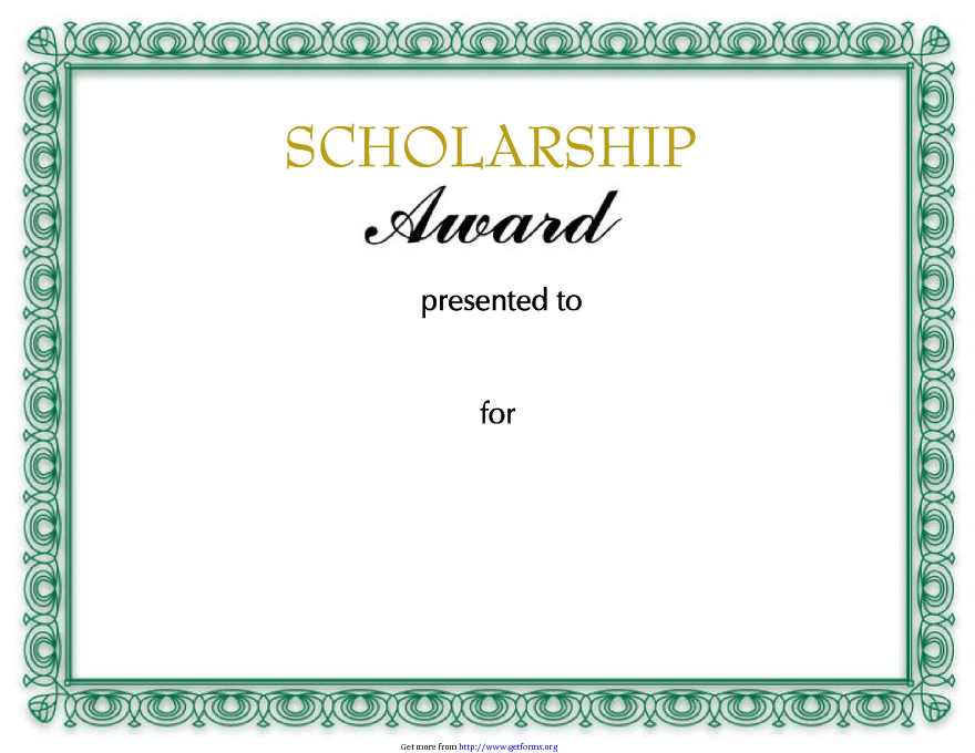 Scholarship Award Certificate