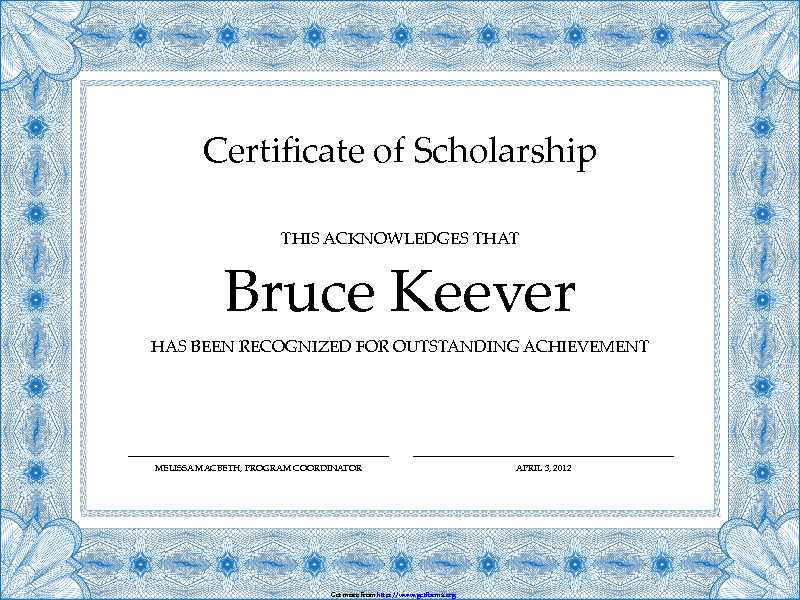 Scholarship Certificate