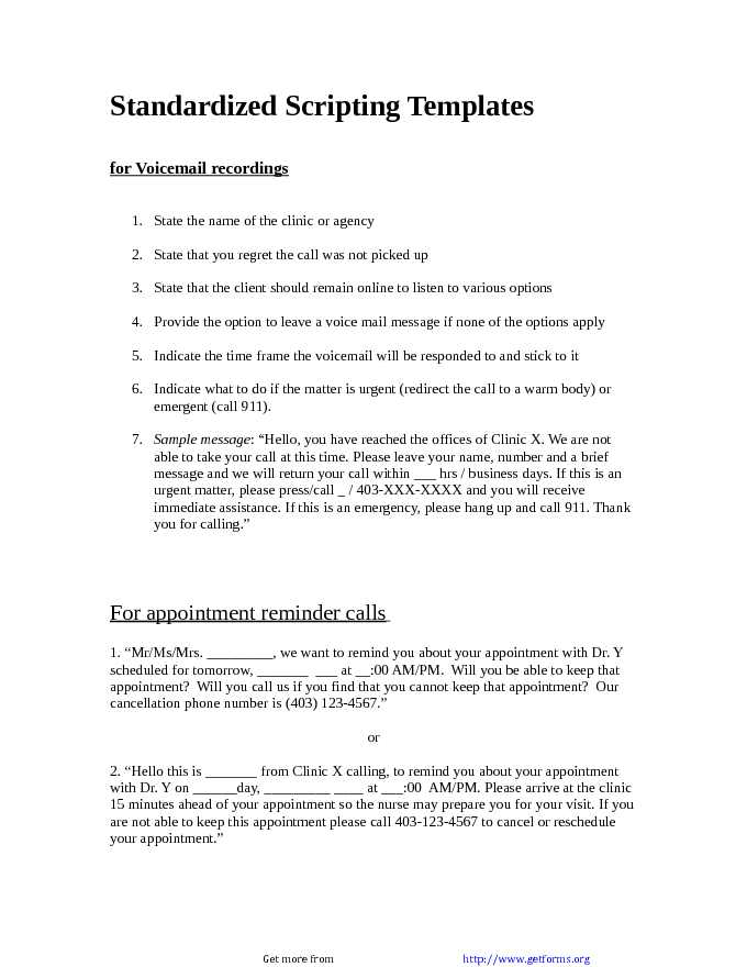 A Standard Script for Voicemail Recordings 