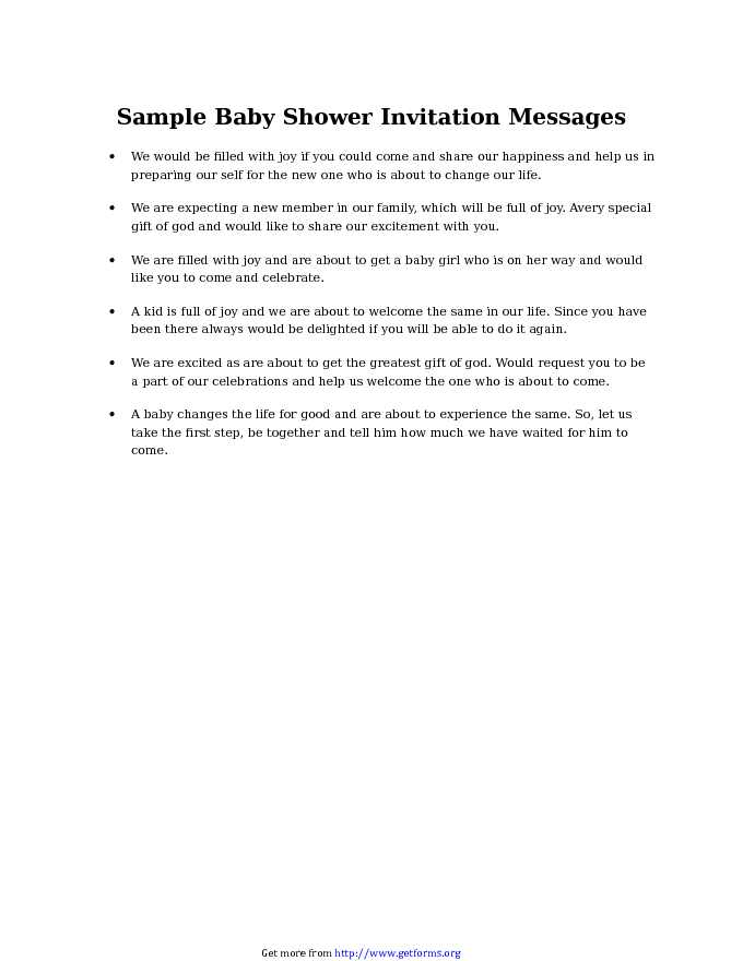 Sample Baby Shower Invitation Messages