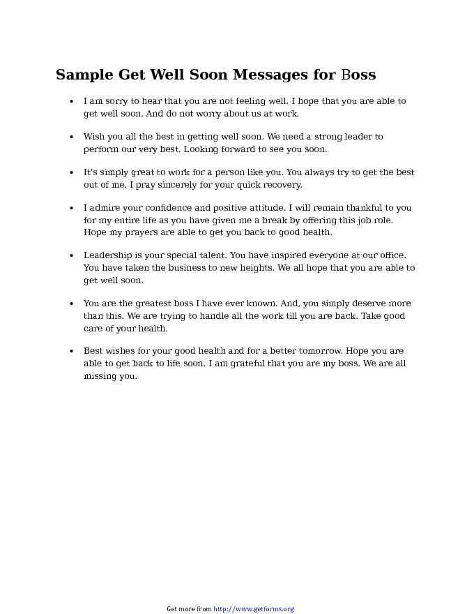Sample Get Well Soon Messages for Boss