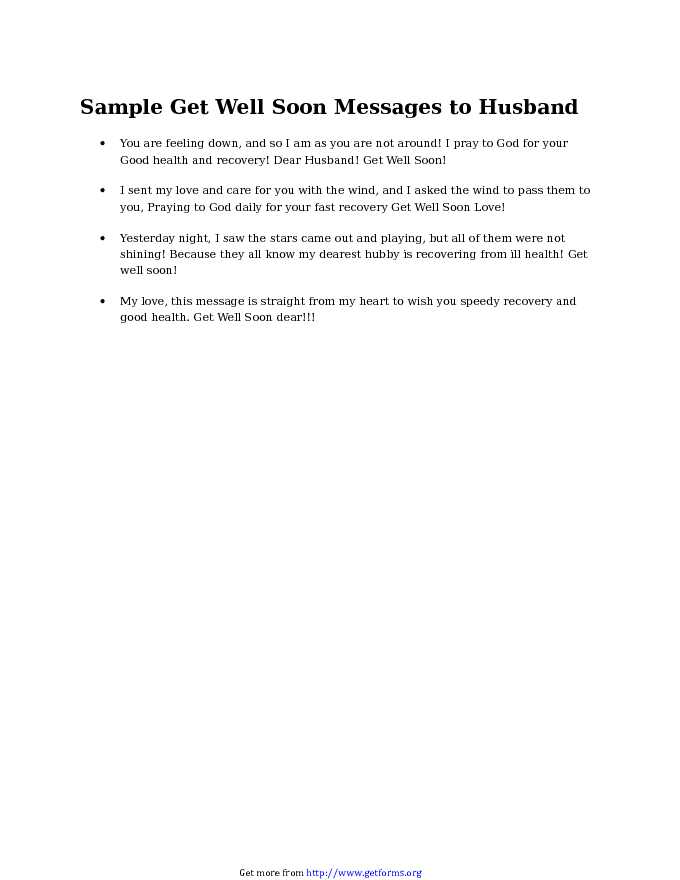 Sample Get Well Soon Messages to Husband