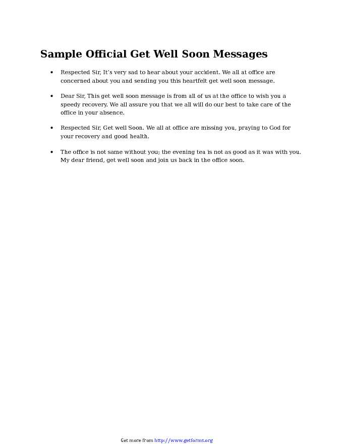Sample Official Get Well Soon Messages