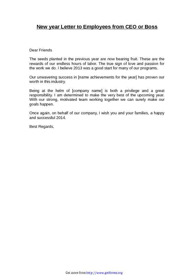 New year Letter to Employees from CEO or Boss
