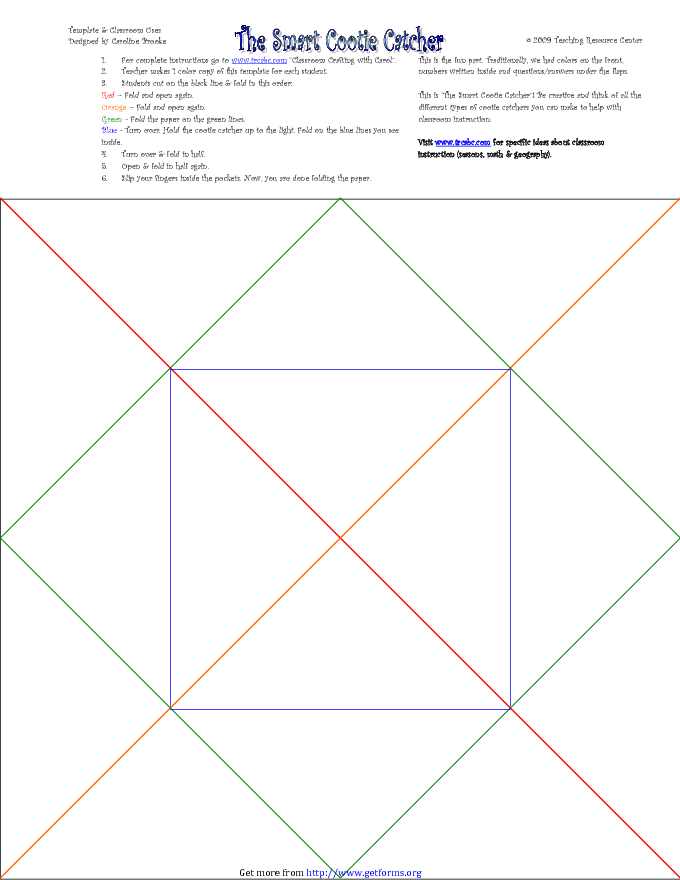 Cootie Catcher Template 2