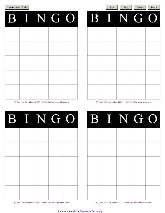 Bingo Card Template 1