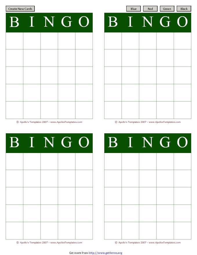 Bingo Card Template 2