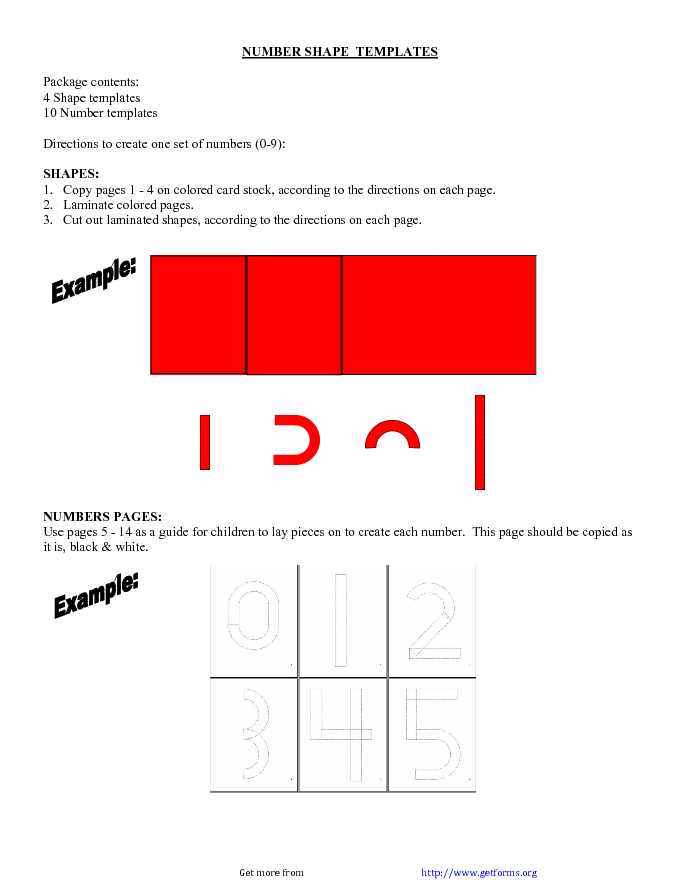 Number Shape Templates