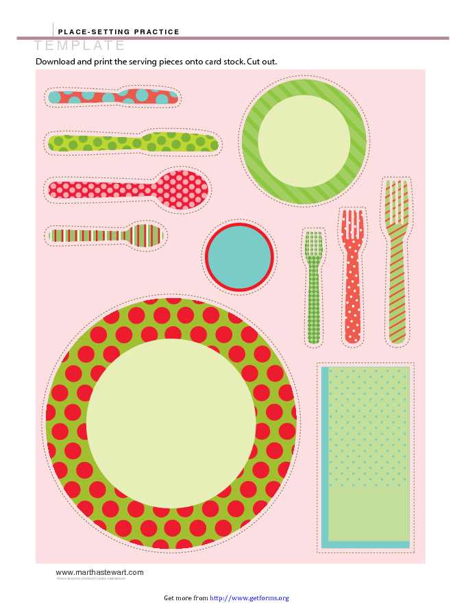 Place Setting Practice Template