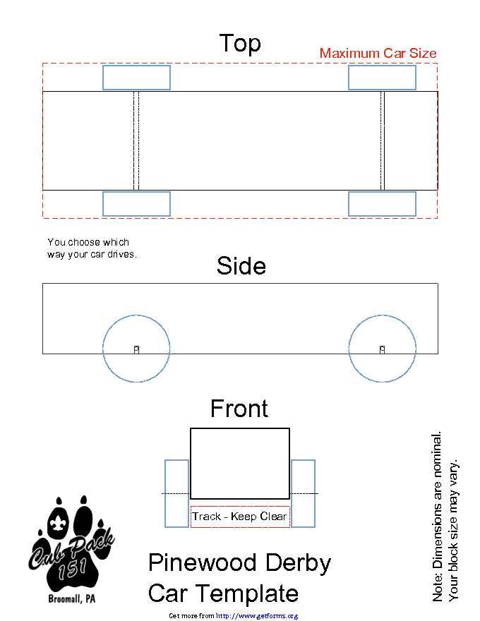 Pinewood Derby Car Template 2