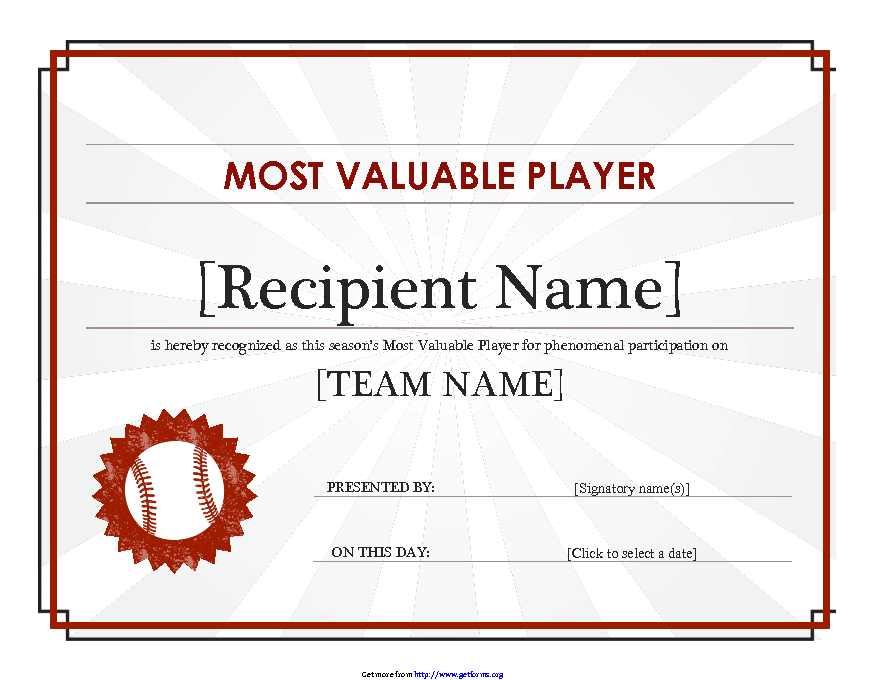 Most Valuable Player Award Certificate (Editable Title)
