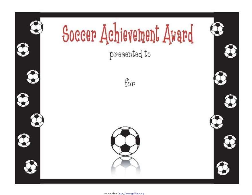 Soccer Achievement Award Certificate