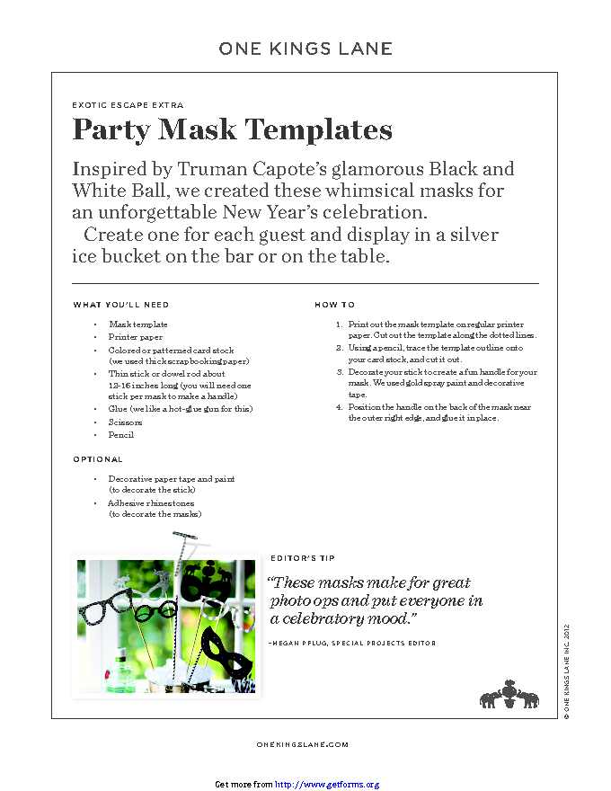 Party Mask Template