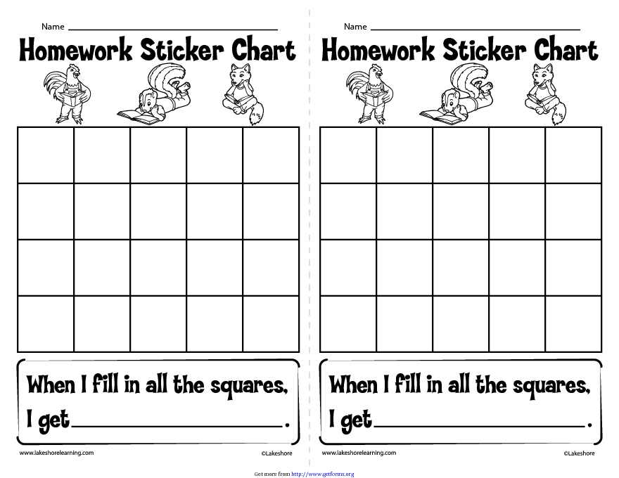 Homework Sticker Chart