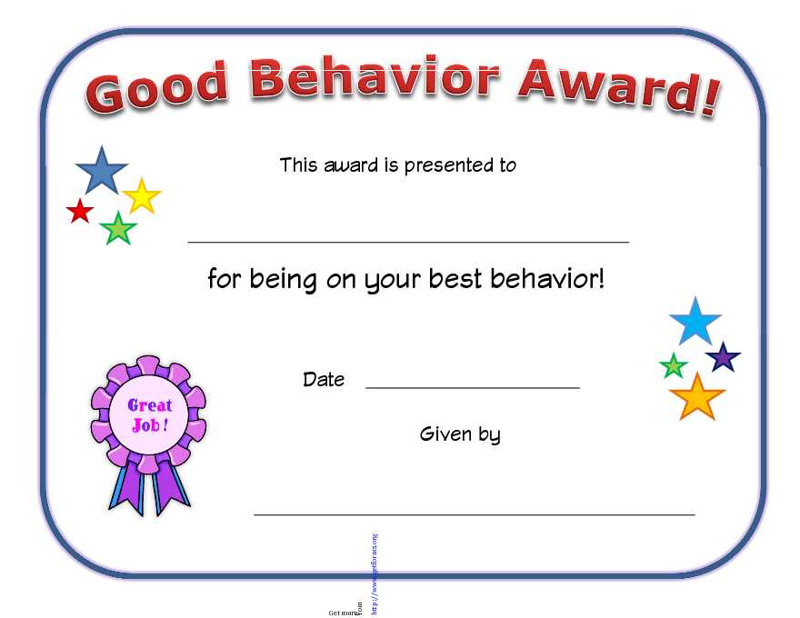 Good Behavior Certificate