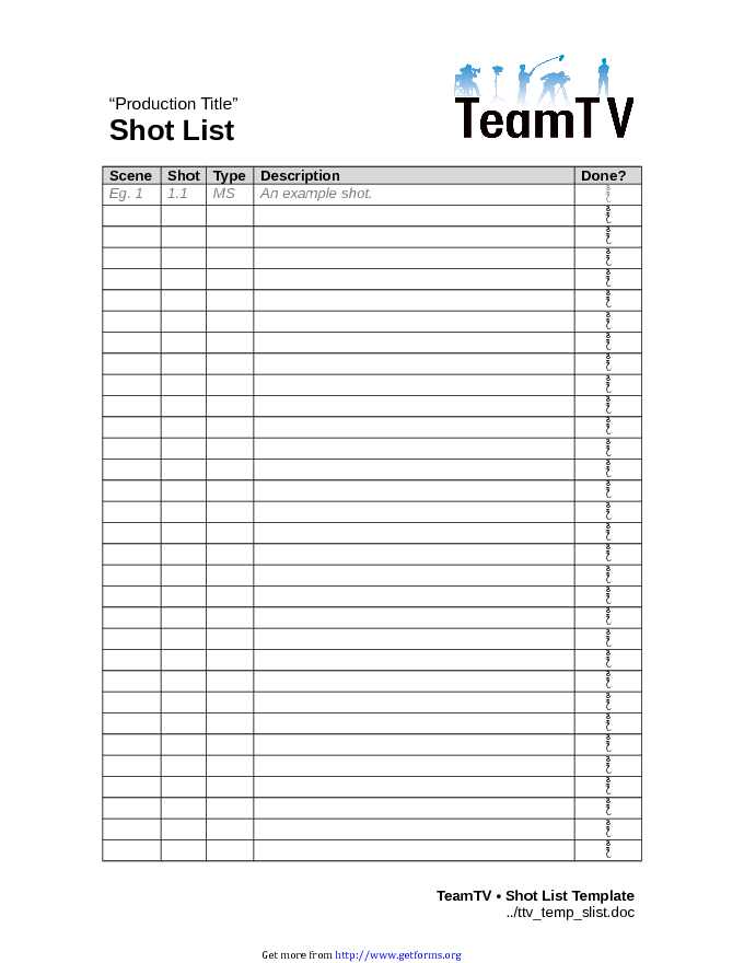 Shot List Template 2