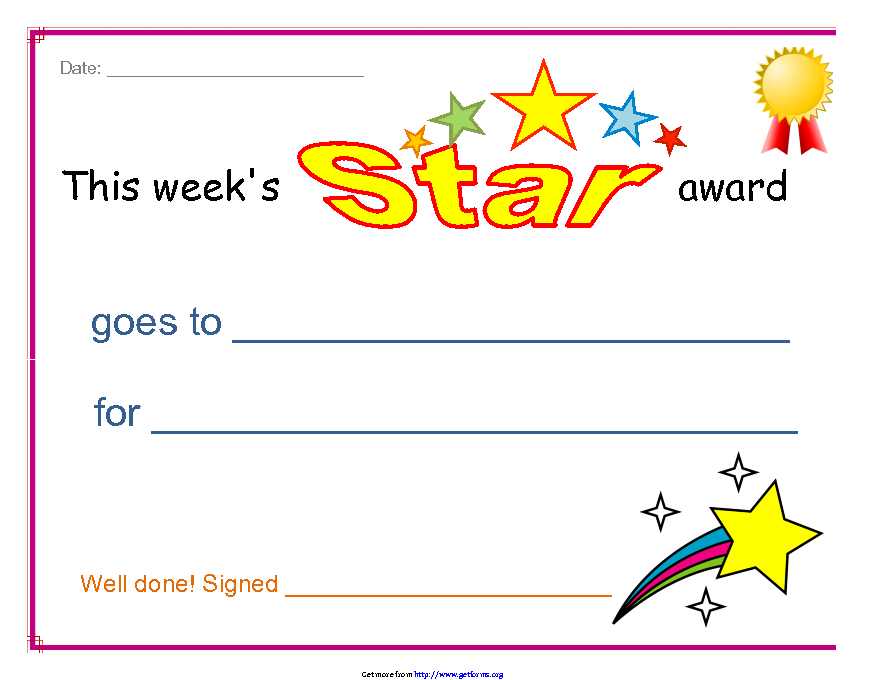 Star Award Certificate