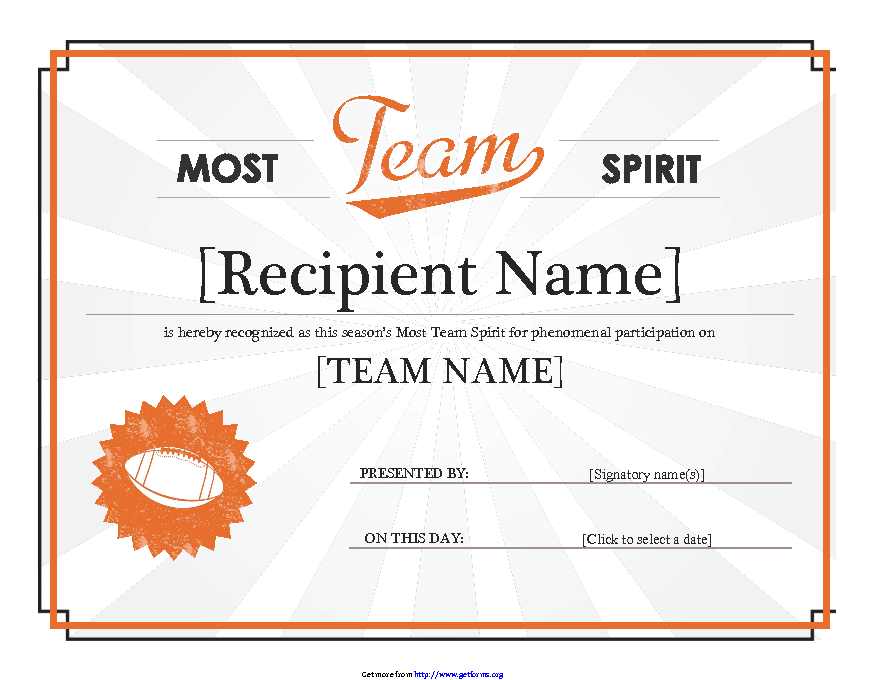 Team Spirit Award Certificate Word