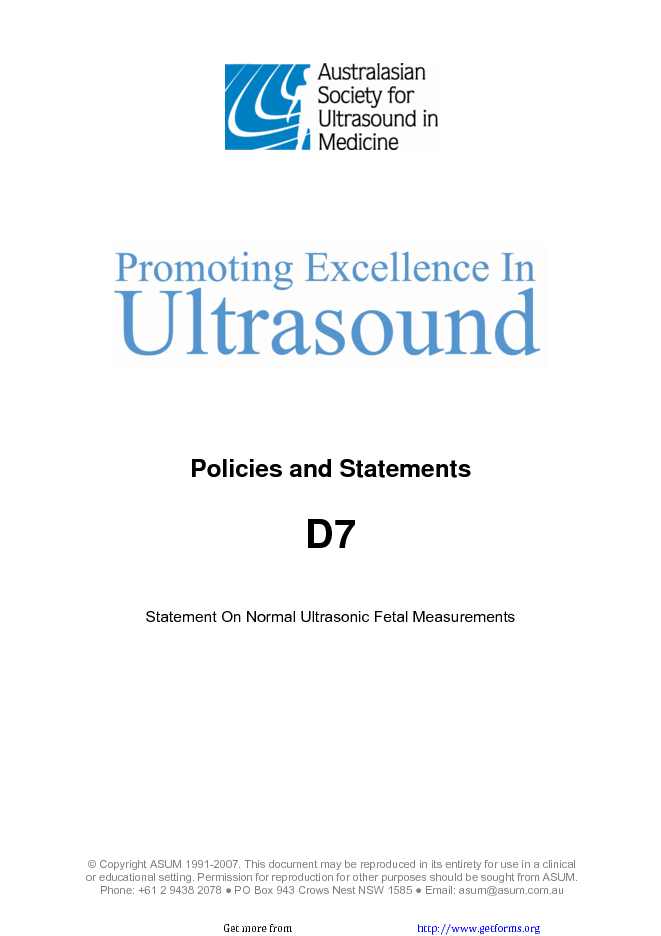 Statement on Normal Ultrasonic Fetal Measurements