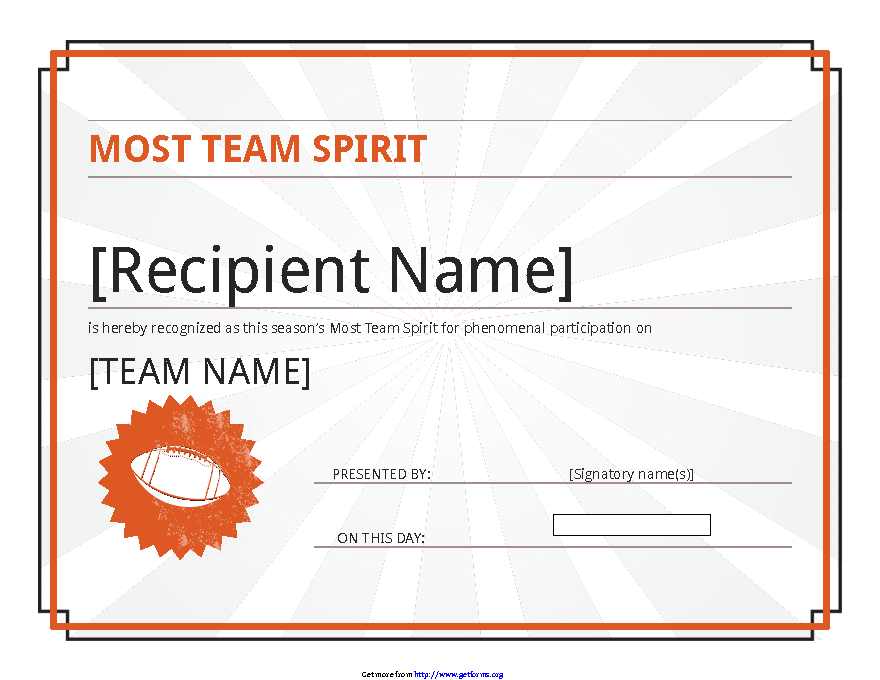 Team Spirit Certificate